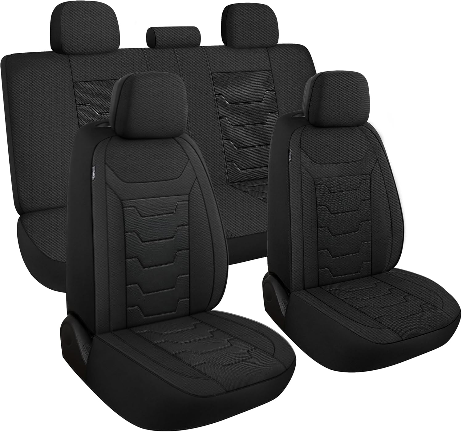 81RO8Xy63L._AC_SL1500_.jpg 3D Air-Mesh Car Seat Covers Full Set, Breathable and Split Bench Compatible Seat Covers for Cars, Universal Car Interior Covers for Most Cars Sedan Truck SUV(Black) - Image 1