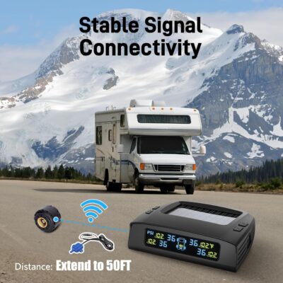 Tymate RV Tire Pressure Monitoring System, Solar Charge TPMS, 6 Sensors & 5 Alarm Modes, M7-3 2024 Updated Color Display, W/Repeater for Longer Distance Transmission, 0-87 PSI for RV Trailer Camper - Image 5
