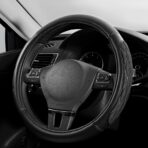 PIC AUTO Steering Wheel Cover, Black Thick Rhombic Foam and Premium Leather, Universal 14.5-15.5 Inch Breathable Anti-Slip Steering Wheels Accessories for Men & Women