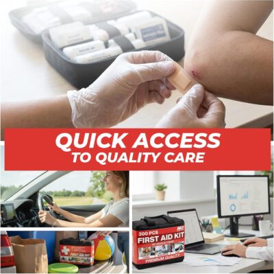 M2 BASICS Premium 300 Piece Professional First Aid Kit, 40 Unique Items, Durable Carry Bag for Home, Car, Business, Travel & Vehicle - Image 7