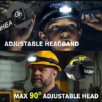 2 Pack Headlamp Rechargeable, 1300 Lumen Lightweight Bright with White Green Red Headlamp Flashlight, Waterproof Head Lamp,14 Modes for Outdoor Camping Running Cycling - Image 4