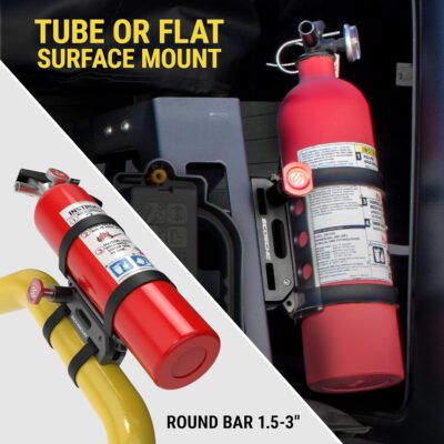 Scosche PSMUFE-VA1 Universal Fire Extinguisher Mount Kit, Quick Release Car Fire Extinguisher Mounting Bracket fits Round Bars 1.5”-3” Diameter for Truck, ATV, UTV, Holder for Auto Fire Extinguishers - Image 4