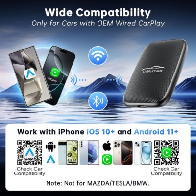 5-in-1 Wireless CarPlay Adapter Support Netflix/YouTube/TF, Wireless Android Auto & Carplay Adapter with USB-A/USB-C Cables, Convert Wired to Wireles Apple Dongle, Magic Video Box Car Play for iPhone - Image 5