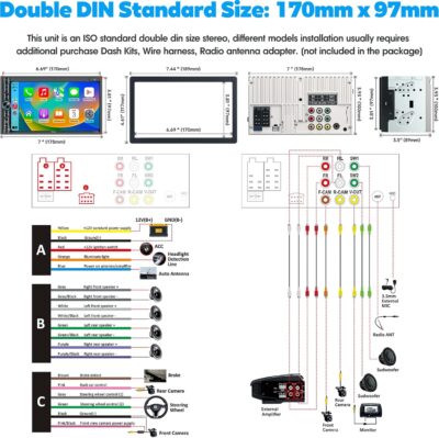 Upgrade Wireless Double Din Car Stereo with Carplay, Android Auto, Bluetooth, 4-Channel RCA, High Power, 2 Subwoofer Ports, 7" HD Capacitive Touchscreen Car Radio, Backup Camera, Audio Receiver - Image 6