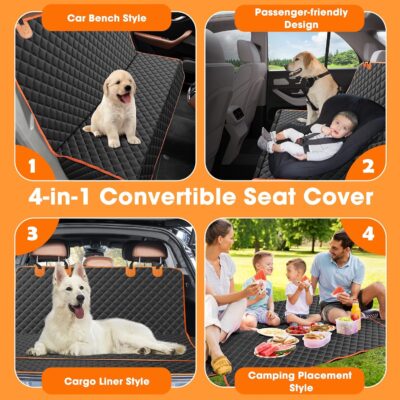 MIXJOY Dog Seat Cover for Back Seat Waterproof Dog Seat Covers for Cars, Car Seat Protector for Dogs, Nonslip Back Seat Cover for Trucks & SUV - Image 3