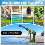 Cordless Pressure Washer 1500PSI 2.6GPM 400W Brushless Motor,Portable Electric Power Washer, 2 Batteries, Fast Charger, 6-in-1 Nozzle, Extension Rod, 16.4FT Hose & Storage Case for Car Home Cleaning - Image 8