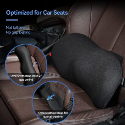 Lumbar Support Pillow for Car with Dual-Grip™ Stability System - Advanced Adaptive Memory Foam Back Pillow for Lower Back Pain Relief, Ergonomic Driving Seat & Office Chair Cushion, Black - Image 4