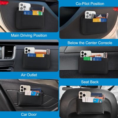 Accmor Universal Car Side Pocket Organizer, PU Leather Car Pocket Pouch Cell Phone Sunglasses Holder, Car Phone Pocket Organizer Accessories for Car Seat, Door, Window, Console - Image 6