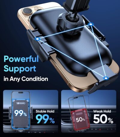 VICSEED 2026 Ultimate Sturdy Car Phone Holder [Upgraded 95+LBS Strongest Suction] Universal Long Arm Cellphone Mount for Car Dashboard Windshield Vent Truck Boat for iPhone 17 16 Pro Max & Android - Image 5