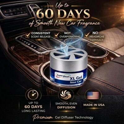 Super Sheet XL Gel Car Air Freshener - Cherry Scent, Luxury Glass Jar Auto Fragrance, Long Lasting Gel Diffuser for Car, Home & Office - Made in USA, New Car, 2 Pack - Image 4