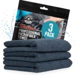 Chemical Guys Workhorse Professional Grade Microfiber Towels for Cars - Black 16x16 Inch Microfiber Cleaning Cloths for Home & Pet Drying, Soft & Scratch-Free, Washing, Drying & Cleaning, 3 Pack
