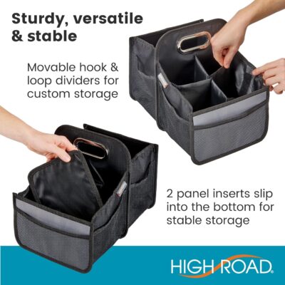 High Road Car Caddy with Cup Holders - Front Seat Organizer for Drivers or Back Seat Organizer for Kids - Portable Car Organizer with Easy One-Handed Carry Handle - Image 6