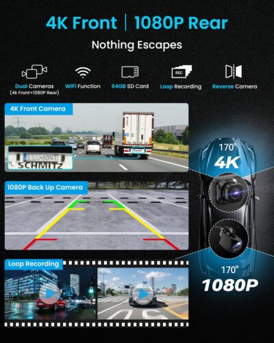 11" Extra Large Wireless Apple CarPlay Screen for Car – Ultra-Slim 0.16 Inch Touchscreen Car Stereo with Android Auto, 4K Dash Cam, 1080p Backup Camera, GPS, Mirror Link, Voice Control - Image 6