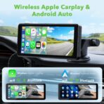 6.86" Wireless CarPlay Screen for Apple Carplay and Android Auto, Dual Dash Cam 2.5K Front 1080P Rear Recording, Voice Control, GPS Navigation, Mirror Link, Bluetooth, FM, AUX, Fits Most Cars - Image 3