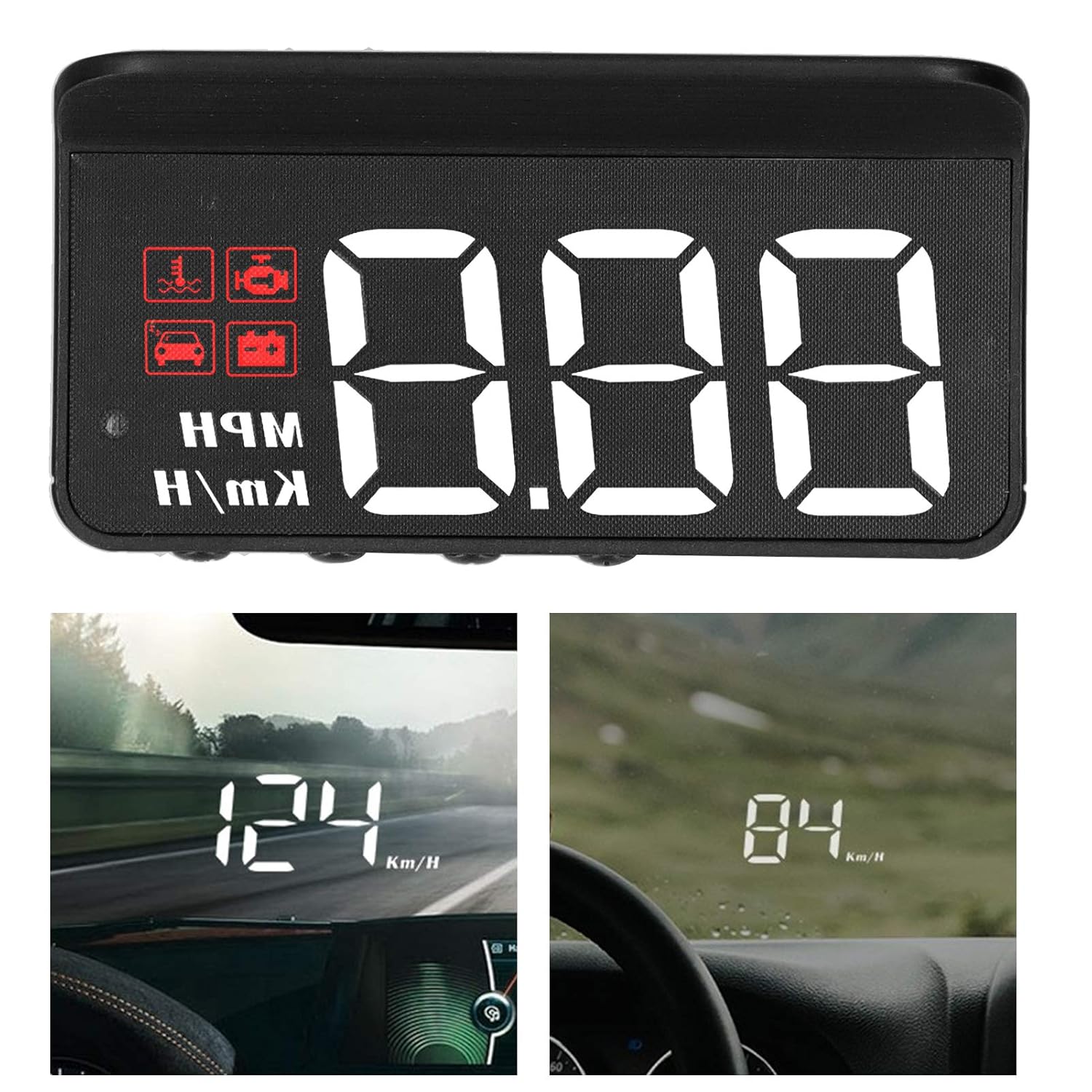 81SJ-mjcBwL._SL1500_.jpg Obdii Hud, Car Speedometer, Obd2 Hud Windshield Projector Multifunction Gauge Alarm Fatigue Driving Reminder - Image 1