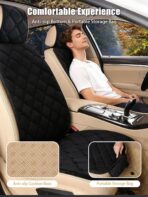 2 Pack Car Seat Covers with Storage Pocket & Pillow Cushion Front Seat Protector Front Seat Covers Breathable Soft Felt Cotton Non-Slip Auto Seat Cover Universal Fit for Most Car Truck SUV Van Black - Image 6