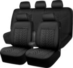 CAR PASS Neoprene Waterproof Seat Covers Full Sets, Wetsuit Car Seat Covers 5 Seats Universal Fit for Vans, Truck, SUV, 3D Tyre Embossed Seat Covers Anti Slip with Armrests, Aibag Compatible(Black) - Image 8