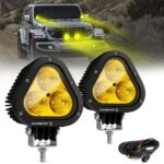 Auxbeam 4 Inch LED Led Pods, Amber Offroad Light 9000LM 90W Yellow Fog Lights Spot Flood Combo LED Driving Ditch Light Universal Auxiliary Lights for Jeep Truck ATV UTV