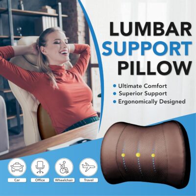 Lumbar Support Pillow for Car, Memory Foam Lumbar Pillow for Lower Back Pain Relief - Back Cushion for Driving, Chair Support for Car-Office Chair, Wheelchair - Classic Brown - Image 2