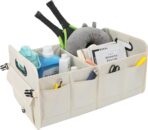 Car Trunk Organizer Car Storage Organizer Collapsible Multi Compartment Car Organizer Adjustable Straps for SUV(Beige) - Image 6