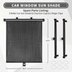 Sfee Car Window Shade for Side Windows, 2 Pack Sun Shade Retractable for Car Blocks Heat and UV Rays Glare Protection Roller Sunshade Visor for Baby, Kids, Pets, Passengers - Image 3