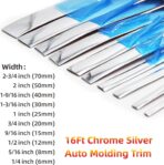 16Ft Chrome Silver Automotive Car Exterior and Interior Molding Trim Universal Bumper Window Door Body Side Decorative Strip Scratch-Proof (1/4 inch (6mm))