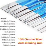 16Ft Chrome Silver Automotive Car Exterior and Interior Molding Trim Universal Bumper Window Door Body Side Decorative Strip Scratch-Proof (1/4 inch (6mm))