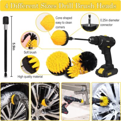 TTRCB 27Pcs Car Detailing Kit, Car Detailing Brush Set, Auto Detailing Drill Brush Set, Car Detailing Brushes, Car Wash Kit, Car Accessories, Car Cleaning Tools Kit for Interior, Exterior, Wheels - Image 4