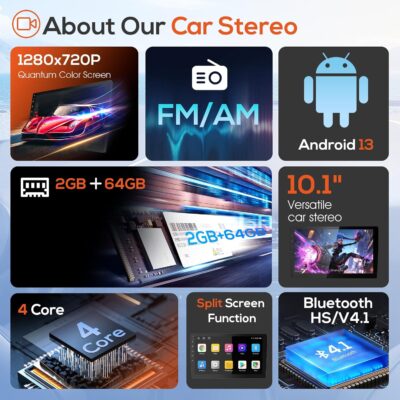 10.1" Double Din Car Stereo, Touchscreen Car Radio with Wireless Apple CarPlay & Android Auto, Bluetooth 4.1, HD Backup Camera, Mirror Link, GPS Navigation, WiFi, Voice Control, 2+64GB, FM/AM - Image 6