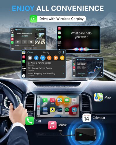 Jemluse Wireless CarPlay Adapter for Apple iPhone - Multi-User Seamless Connection for Convert Wired to Wireless Car Play Adapter - No Latency from iOS 10+ to Screen w/USB C (Gray) - Image 2