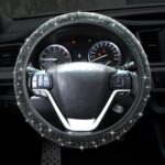 Bling Steering Wheel Cover, Crystal Rhinestone Diamond Steering Cover Universal Fit 15 inch Car Steering Wheel Protector for Women & Girl (Black)
