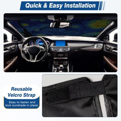 Windshield Sun Shade, Car Sun Shade Windshield Blocks UV Rays, Keep Car Interior Cool, Front Foldable Windshield Sunshade for Hatchback, Truck, SUV, MPV - Image 5
