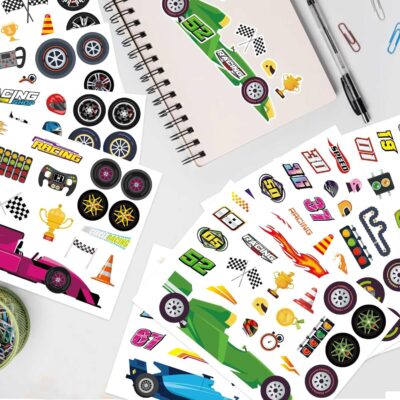 24 Sheets Car Stickers for Kids, Race Car Theme Waterproof Paper, DIY Race Car Stickers, Party Favors - Image 6