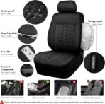 CAR PASS Neoprene Waterproof Seat Covers Full Sets, Wetsuit Car Seat Covers 5 Seats Universal Fit for Vans, Truck, SUV, 3D Tyre Embossed Seat Covers Anti Slip with Armrests, Aibag Compatible(Black) - Image 5
