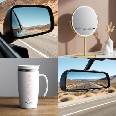 4 x Hello Beautiful Rearview Mirror Decal,Car Decal For Women,Rear View Mirror Sticker,Car Window Decal,Vanity Mirror Decal,Affirmation Sticker,Water Bottle Sticker,Car Mirror Sticker,Tumblers Sticker - Image 6
