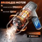 Saker Portable Handheld Vacuum Cordless Portable 17000PA Foldable Car Vacuum Cleaner Mini Dust Blower with Brushless Motor for Office Pet and Home Cleaning HL133 - Image 2