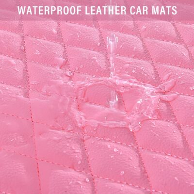 CAR PASS Bling Leather Car Mats Shining Diamond Floor Mats Crystal Rhinestones Sparkly Glitter Carpet Anti-Slip Waterproof Pad Universal Fit for Automotive SUV, Sedan, Van, 5pcs for Girl Women Pink - Image 6