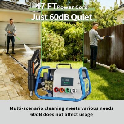 Yoking Pressure Washer, Max 150 bar, 12L/min, Power Washer for Cars, Driveways, Patios, Decks & Sidewalks, PM Inverter 3HP Motor,Horizontal Triplex Pump,60dB Quiet,with 7 Nozzles,Dual Wall/Floor Mount - Image 6