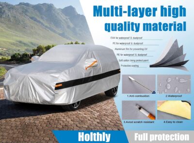 10 Layers Car Cover Waterproof All Weather for Compact SUV,100% Waterproof Outdoor Car Covers Rain Snow UV Dust Protection. Custom Fit forAudi Q2, Hyundai Kona, Kia Soul, Mazda CX-3,etc - Image 3