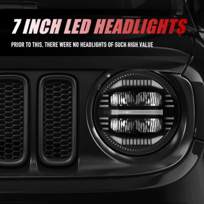 New 1000% Bright Anti-glare 7 Inch Led Headlights Round Compatible with Jeep Wrangler JK JKU TJ LJ Chevy Ford GMC Dodge Mazda Nissan Mack VW etc DOT Approved H6024 Hi/Low Sealed Beam - Plug and Play - Image 2