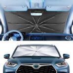 Portable Windshield Sunshade Umbrella for Toyota Highlander 2020-2025 with Carry Bag, 2 in1 Ice Crystal Durable Compact Shade Umbrella UPF50+ UV Front Window Heat Insulation Protection Outdoor Camping - Image 7