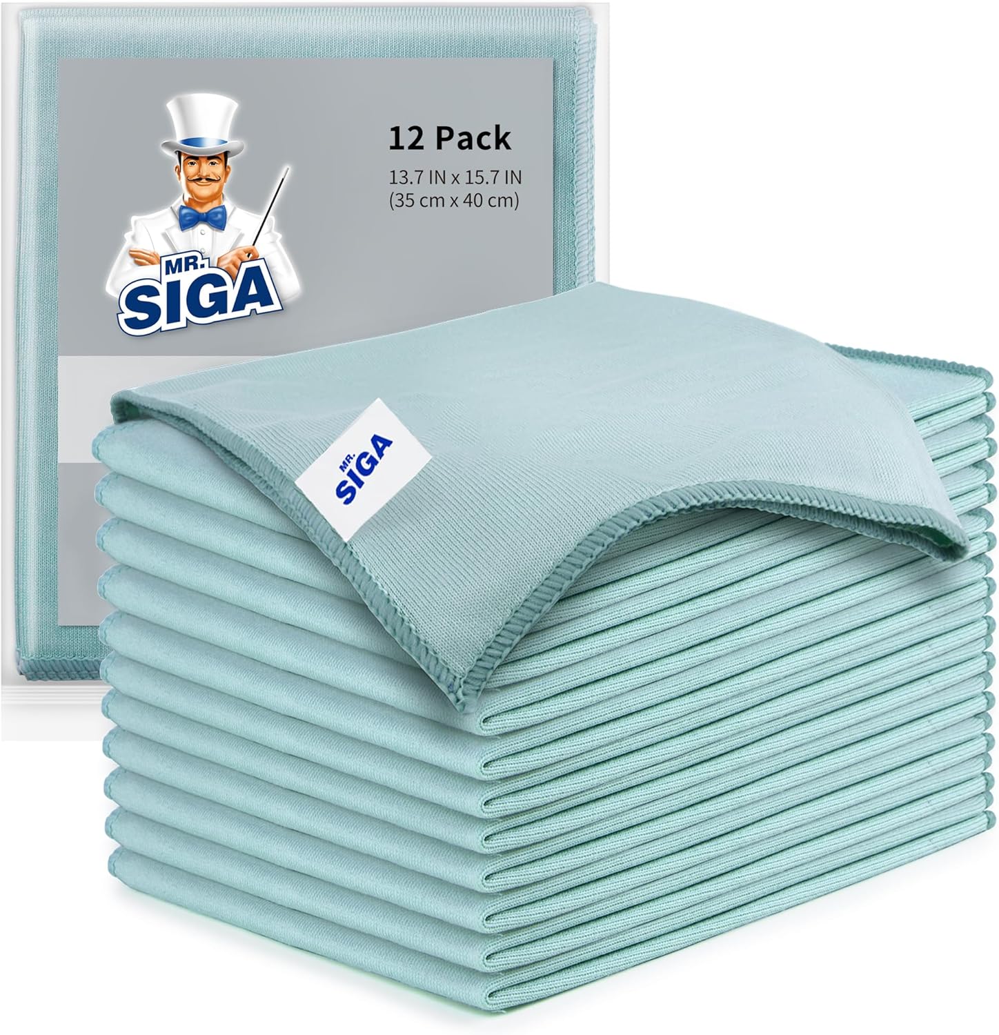 81TEDa5lyKL._AC_SL1500_.jpg MR.SIGA Ultra Fine Microfiber Cloths for Glass, Pack of 12, 35 x 40cm 13.7" x 15.7" - Image 1