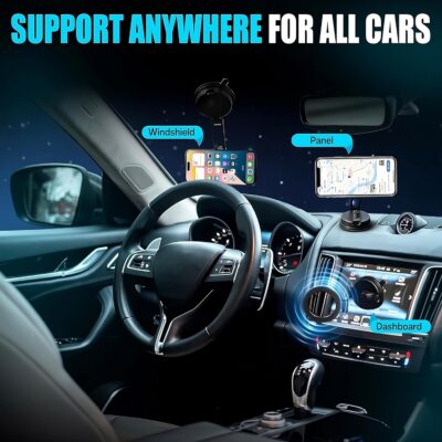 360° Adjustable Vacuum Magnetic Phone Holder, Airgrip - Magnetic Vacuum Phone Holder for Car, Vacuum Suction Magnetic Mount, Gym/Truck/Boat/Shower for iPhone & Android with Radiation Protector Sticker - Image 2