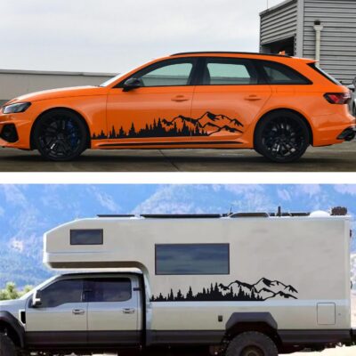 TOMALL 1 Pair 77.4'' Mountain Tree Forest Vinyl Decals for Car Body Door Side Auto Mountains Graphic Stickers Decoration for SUV Off-Road Vehicles Universal Stickers Accessories (B-Black-Large) - Image 6