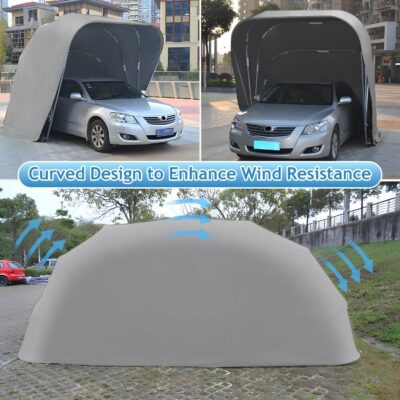 Heavy Duty Carport, Semi-Automatic Retractable Garage, Stainless Steel Folding Car Port, Portable Outdoor Car Tent, for Parking Lot, Yard, Garden, Grey, All Weather Proof, 5.5 * 2.5 * 2.3m - Image 8