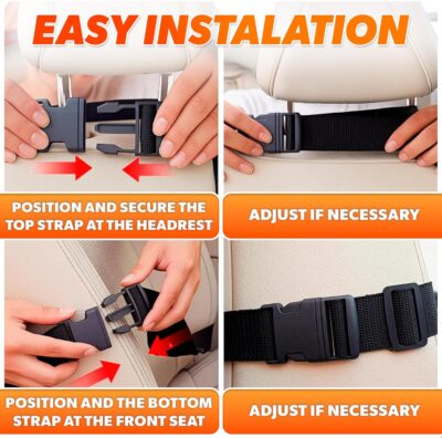 2 Pcs Backseat Car Organizer - Universal 23.4x16" Back Seat Car Organizer with 9 Large Pockets & Clear Tablet Holder, Made of Reliable Polyester with Long and Strong Straps - Easy to Attach & Clean - Image 5