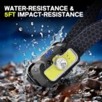 2 Pack Headlamp Rechargeable, 1300 Lumen Lightweight Bright with White Green Red Headlamp Flashlight, Waterproof Head Lamp,14 Modes for Outdoor Camping Running Cycling - Image 7