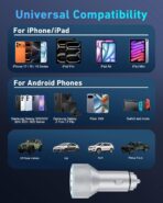 for iPhone 17/16/15 Pro Max Car Charger, 67W 3-Port Fast USB C Car Charger Power Cigarette Lighter Adapter with 3FT USB C to C Cable for iPhone 17/17 Pro/Air/17e/16/15 Pro Max/Plus/16e, iPad - Image 6