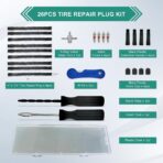 TT-M26 Tubeless Tire Repair Kits, 26pcs Compact Tire Puncture Repair Kit, Tire Repair Tools and Tire Repair Plugs for Cars Motorcycles… - Image 2