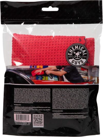 Chemical Guys Waffle Weave Glass & Window Microfiber Towel - Red 24 x16 Inch Scratch-Free Detailing Cloth for Cars, Trucks, SUVs & Home, Streak-Free Cleaning for Glass, Mirrors & Windows - Image 3